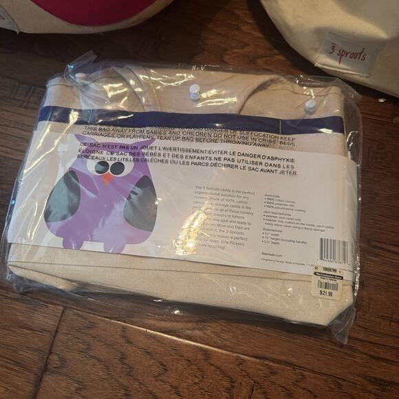 3 Sprouts Canvas Storage Bins Laundry Toy Basket Kids set of 3 elephant owl - Picture 3 of 9